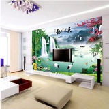 大型壁画山水情 电视墙壁纸 客厅卧室中式背景墙无缝3D高清墙纸