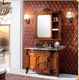 欧式仿古浴室柜镜柜落地柜实木组合红橡木柜台盆整体大理石