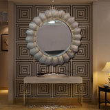 影子盒 工艺镜壁挂创意抽象木雕浴室镜欧式化妆镜防雾镜玄关镜