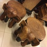 泰国象标 泰国木雕象凳实木大象换鞋凳原木象凳招财摆件儿童凳子