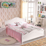 白色松木纯实木床1.8米双人床韩式床田园儿童床欧式简约带线条床