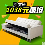 正品 PU皮储物沙发床 折叠多功能沙发床皮布艺单人双人沙发床特价