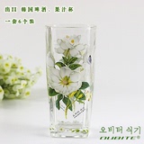 韩国玻璃杯耐热印花水杯茶杯咖啡杯酒杯果汁杯创意家用便携杯子