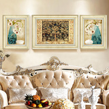 富贵平安 现代高档欧式美式沙发背景墙画壁画客厅挂画三联装饰画