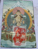 西藏佛像 尼泊尔唐卡画像 织锦画 丝绸刺绣 莲花坐观音唐卡 度母