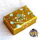 邮平遥漆器首饰盒复古多层木质金色青花瓷饰品盒带锁漆器首饰盒包