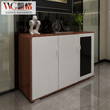 VVG现代家具简约餐边柜烤漆储物柜玻璃门 胡桃木碗柜新款出口茶柜