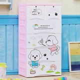 婴儿儿童宝宝衣柜整理柜卡通图案抽屉式收纳柜储物柜塑料柜子多层