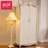 蔚美 欧式衣柜推拉门实用木雕花卧室组合整体法式韩式田园2门白色