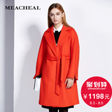 MEACHEAL米茜尔 时尚红色舒适毛呢大衣外套 专柜正品秋季新款女装