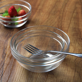 乐美雅钢化玻璃碗可折叠透明甜品沙拉碗饭碗大小汤碗面碗耐热正品