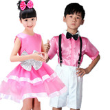 中小学生合唱服装粉色幼儿园男女童演出表演古筝二胡朗诵服蓬蓬裙