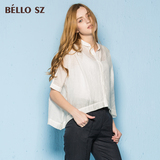 bello sz贝洛安女装简约浪漫新款衬衫女纯色立领长袖宽松衬衣夏装