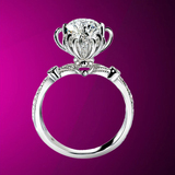 仿真钻戒纯银镀pt950铂金梵语巴洛克菊花结婚钻石戒指女莫桑石