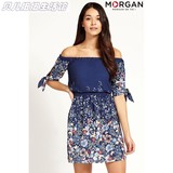 英国NEXT女装代购201603 Morgan一字领露肩印花连衣裙礼服裙