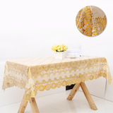 欧玛趣欧式烫金PVC桌布六人桌西餐桌吃饭桌长方形PVC印花台布包邮