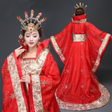 中式婚礼唐装改良汉服女唐朝拖尾皇后贵妃装公主演出舞台服装古装