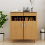 多功能实木办公室茶水柜子简约现代简易储物带门厨房餐边放碗柜橱