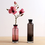 创意玻璃花瓶水培高低款小平口黑色红色玻璃花瓶欧式客厅花瓶摆件