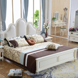浪漫坊美式家具做旧实木床简美皮床1.5 1.8米双人婚床英伦风格