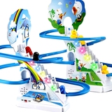 轨道旋转音乐电动小企鹅爬楼梯滑梯拼装灯光儿童礼物益智玩具包邮