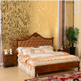 欧式床 美式床 全橡木床 品牌雕花大床 法式床 1.8*2米双人床包邮