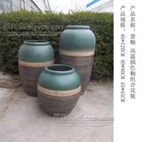 东南亚纯手工色釉陶瓷陶器落地花瓶三件套组合陶罐做旧仿古粗陶