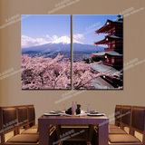 日本富士山装饰画日本寿司料理店壁画日式风景樱花挂画酒店客厅画