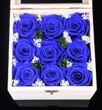 进口永生花保鲜花 9朵蓝色妖姬 永不凋谢的鲜花 创意生日浪漫礼物