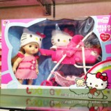 星月玩具Hello Kitty专柜正品小璐宝娃娃推车组合KL31037礼物礼品