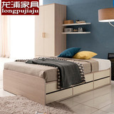 现代简约板式床高箱床储物床带抽屉床双人床单人床无床头