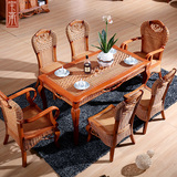 天然藤餐桌椅组合 长方形藤编实木餐桌一桌4椅6椅 藤艺餐桌椅6人