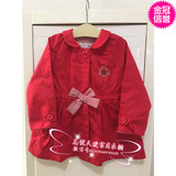 韩国童装 16春男孩女孩女童宝宝红色蝴蝶结公主风衣 儿童外套