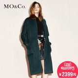 2015冬装新款MO&Co.收腰毛呢外套女系带睡袍式中长大衣MA154OVC47