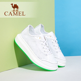 Camel/骆驼女鞋 透气舒适 2016夏季新款 网布平跟百搭系带小白鞋