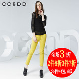 CCDD2016春夏新款专柜正品女紧身显瘦休闲长裤拼色通勤弹力铅笔裤