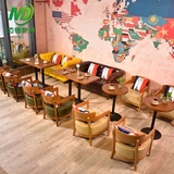 欧式漫咖啡桌椅星巴克餐椅子咖啡厅主题餐厅沙发洽谈西餐围椅实木