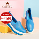 Camel骆驼女鞋 舒适真皮拼色厚底中跟休闲鞋子 新款单鞋
