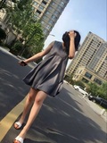 2016夏季新款女装D家V领西装无袖背心裙子A字娃娃裙宽松连衣裙