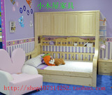 高低床 双层床实木上下床 特价松木儿童床，儿童家具组合 书柜