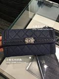 香港代购 Chanel 16秋冬新款 boy扣 链条边  翻盖长款 钱包