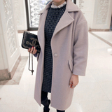 韩版正品新款冬季西装加厚毛呢外套女装中长款茧型呢子大衣妮子潮