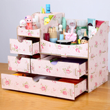 超大号可爱木质化妆品收纳盒 韩式带抽屉收纳盒