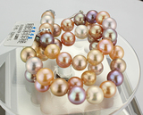 香港珠宝展 9-10mm 天然混彩珍珠项链 顶尖品质 怪色极强光 正圆