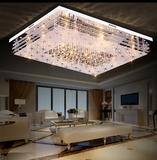 LED客厅灯豪华长方形水晶灯简约现代卧室灯房间灯创意吸顶灯具