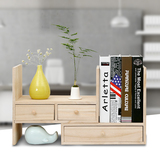 实木办公桌面收纳盒桌上置物架创意抽屉组合书架 办公桌面整理架