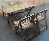 折叠桌/折叠椅 炭化火烧木户外桌椅 室外休闲实木制家具