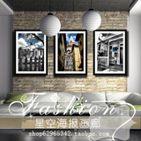 黑白摄影装饰画 欧洲小镇 客厅餐厅咖啡厅有框画 现代简约 H079