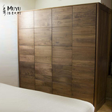 纯实木日式韩式橡木衣柜衣橱简约现代双开门黑胡桃木衣柜定制