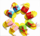 幼儿园区角玩具活动区生活区益智区域自制系鞋带拖鞋穿线教具材料